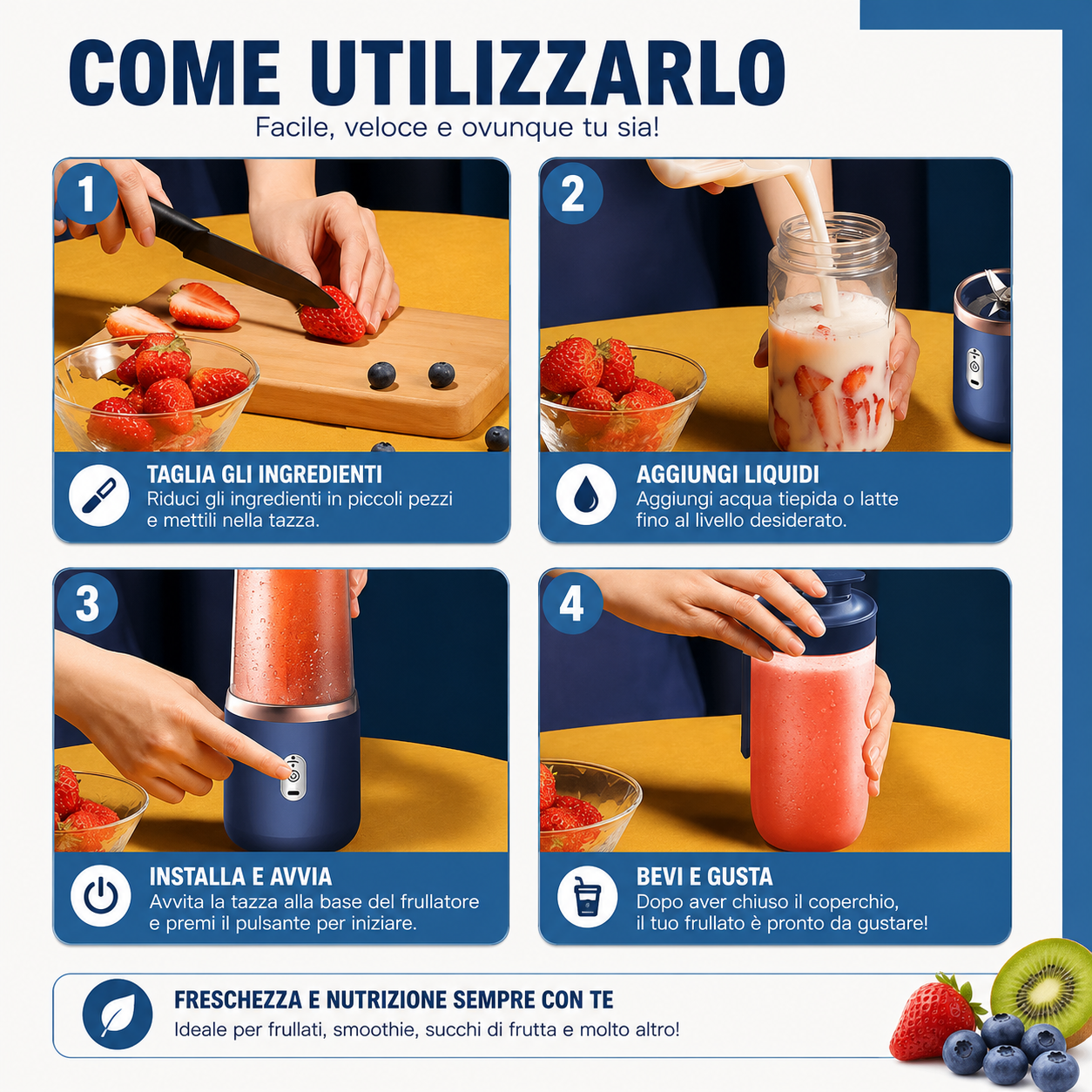 Frullatore Portatile Ricaricabile USB 400 ml